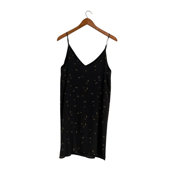 Rails Women's Silk Slip Dress Chemise Sz M Navy Gold Celestial Night Sky Whimsy - Picture 2 of 11